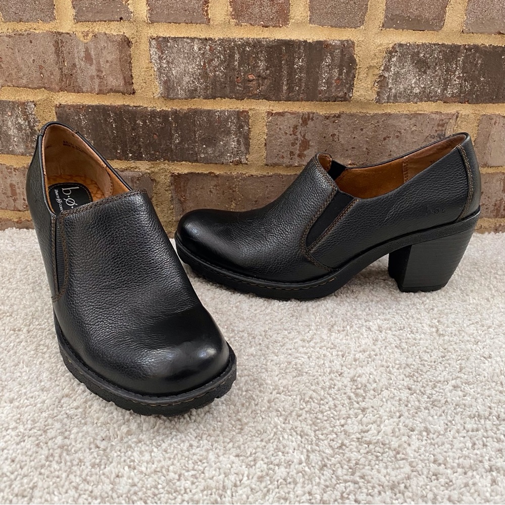Born Concept b.o.c. Pebbled Leather Slip On Heel Shoes